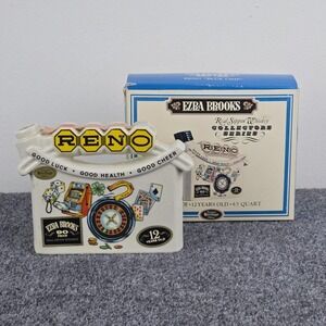 Ezra Brooks Reno Blue Chip Decanter‎ w Box Empty No Cap 12 Year